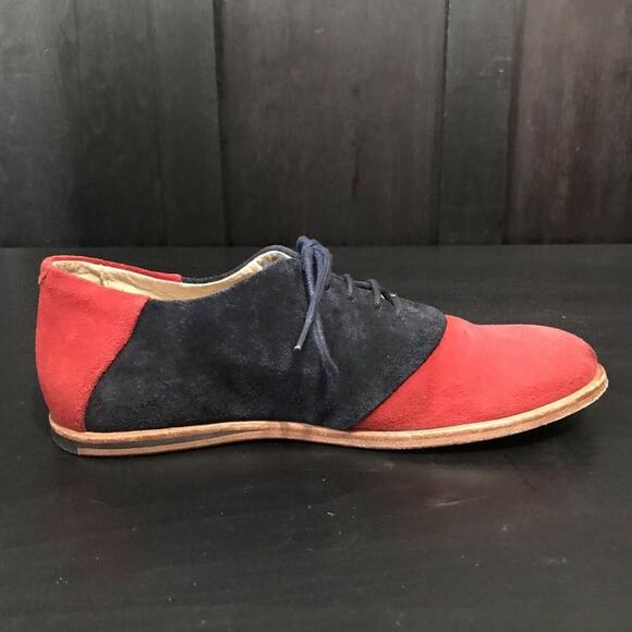 Opening Ceremony Women's Two Toned Leather Suede Oxford Flats Size US 7 Red Blue - Picture 6 of 12
